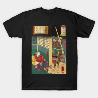 Young Samurai Fighting Intruder - Antique Japanese Ukiyo-e Woodblock Print T-Shirt